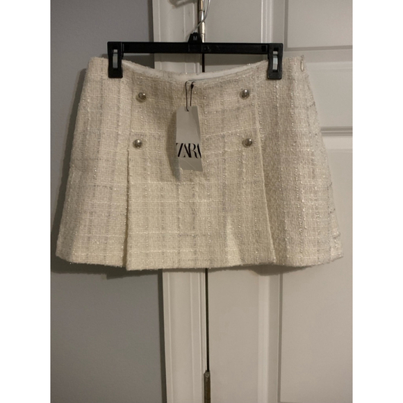 Women Zara Skirt L White Silver - Picture 3 of 5